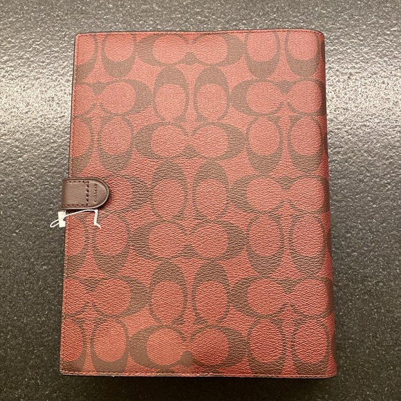 NWT COACH Signature Canvas Notebook and Pencil Case Bundle Oxblood Gold Hardware - Picture 7 of 14